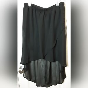 NWT Bella D Black Chiffon Sheer Hi-lo hem Mini Skirt- Sz. Medium